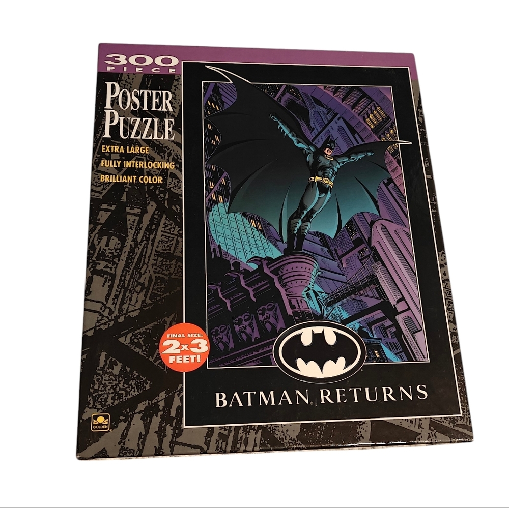 VINTAGE NWOT 1992 Batman Returns Series 300 Piece Jigsaw Poster Puzzle Golden